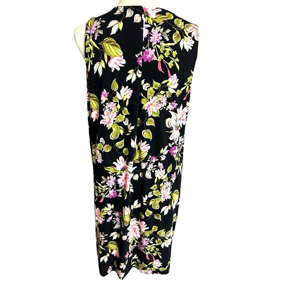 J.Jill Wearever Collection Black Floral Rayon Stretch Sleeveless Dress Womens  M - Picture 6 of 8